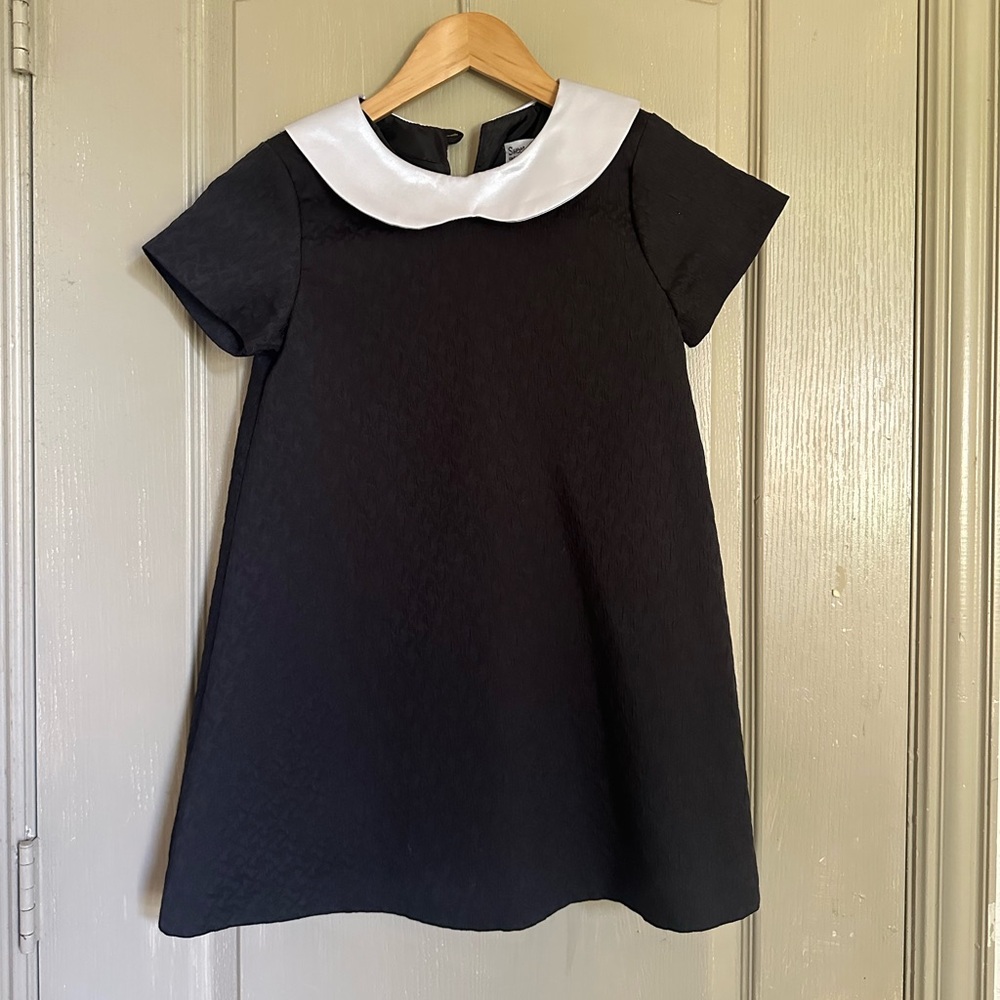 Classic Black Kids Dress with White Collar